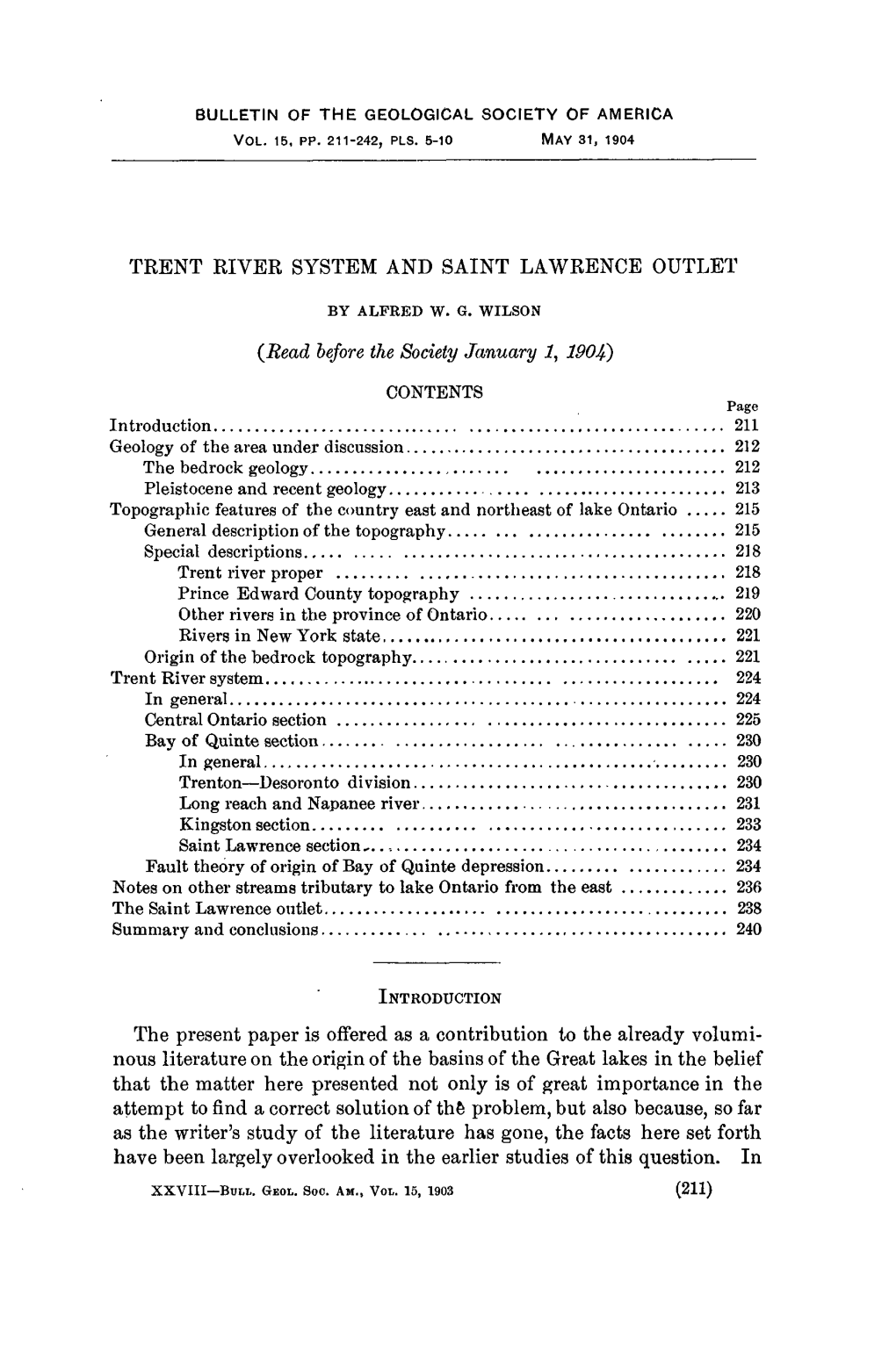 Trent River System and Saint Lawrence Outlet