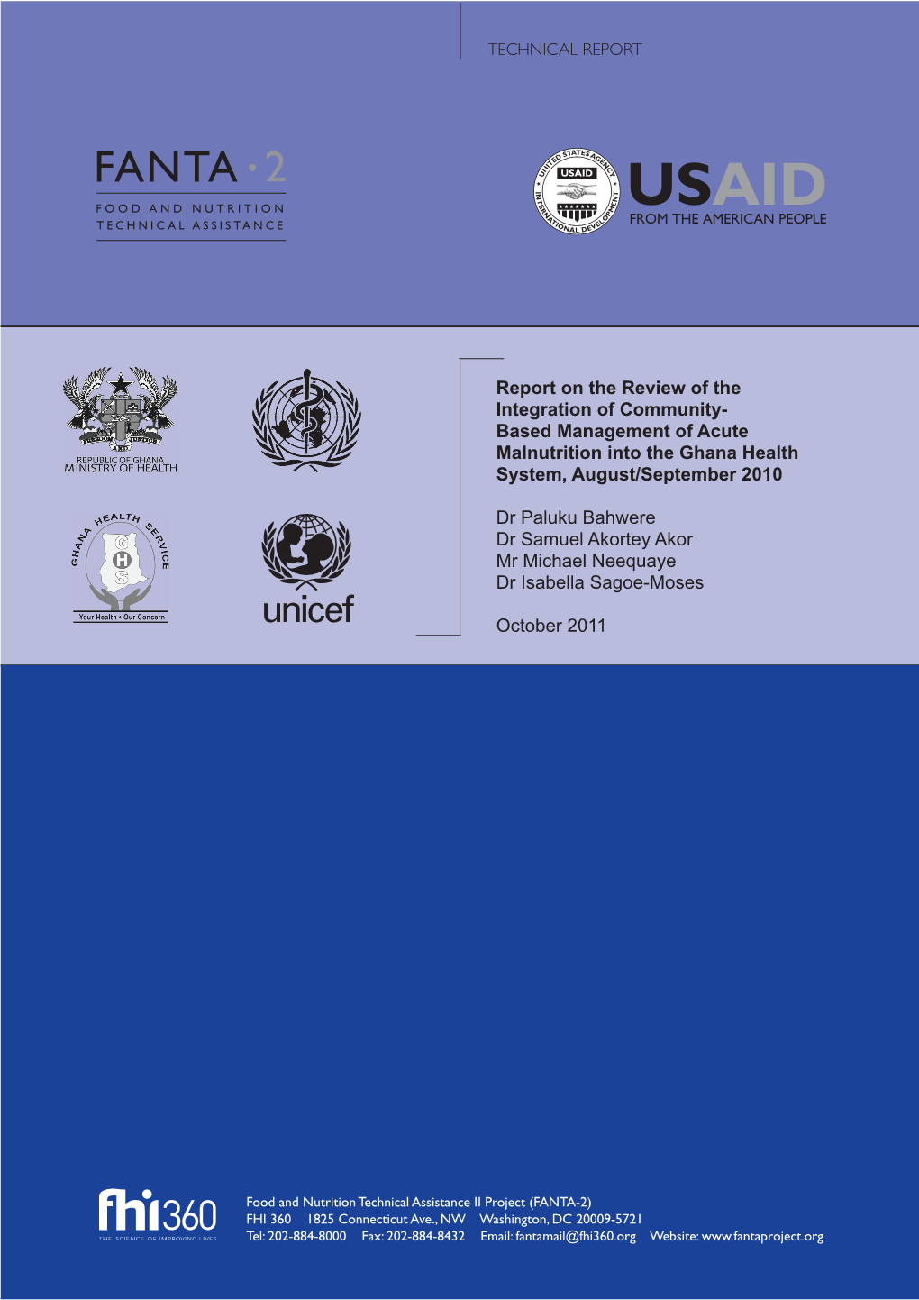 Report on the Review of the Integration of Community-Based Management of Severe Acute Malnutrition Into the Ghana Health Services