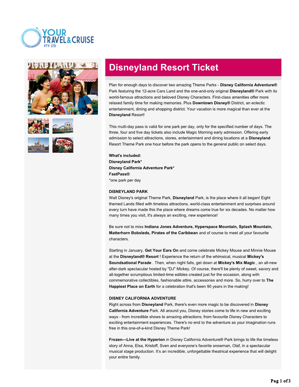 Disneyland Resort FACT SHEET