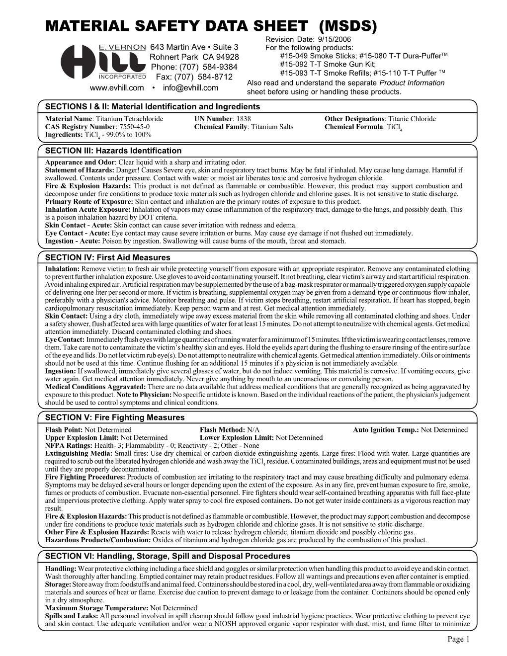 Material Safety Data Sheet (Msds)