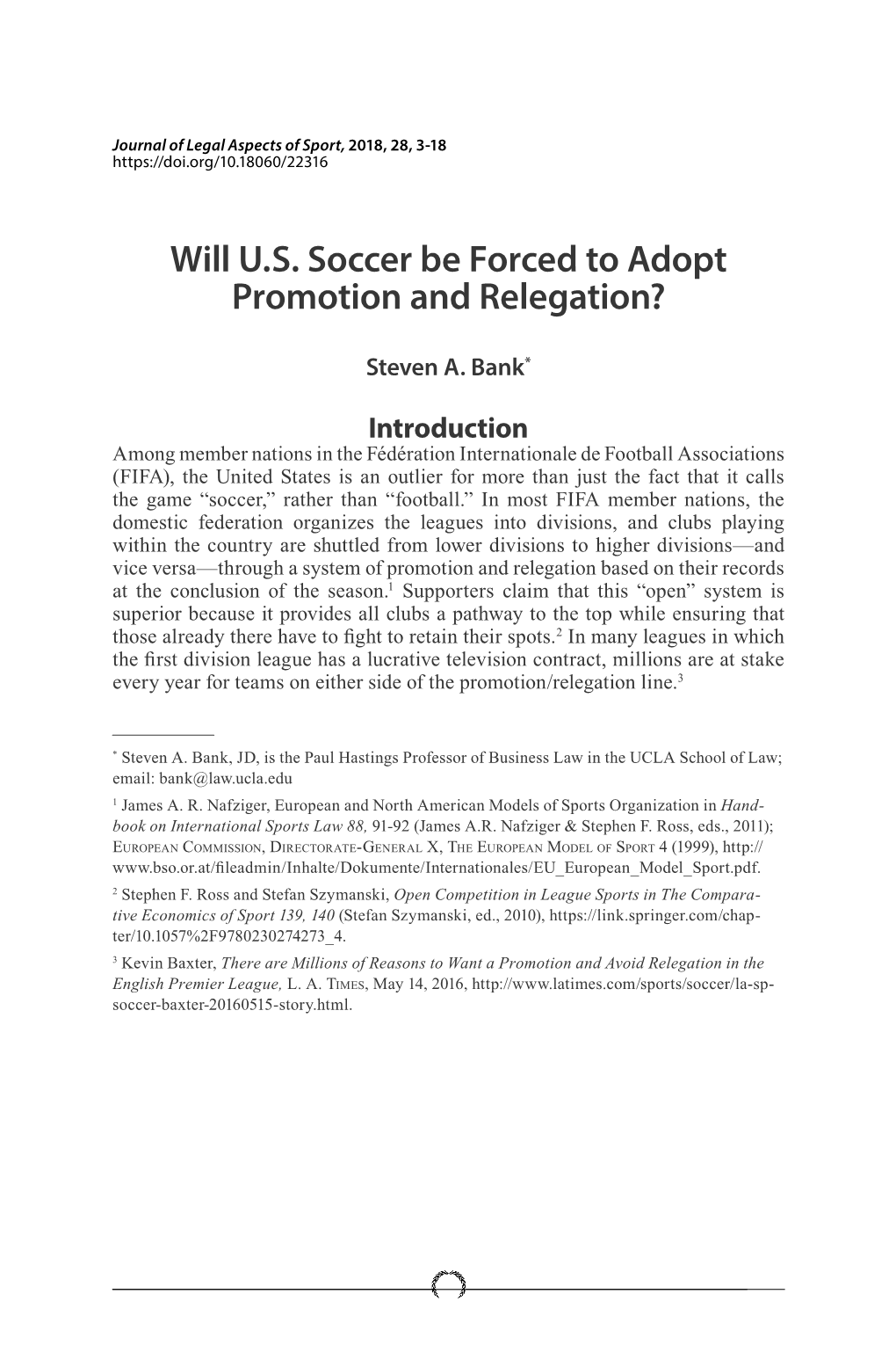 Will U.S. Soccer Be Forced to Adopt Promotion and Relegation?