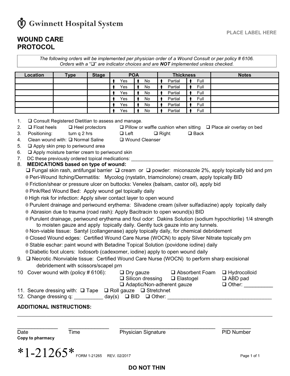 Wound Care Protocol