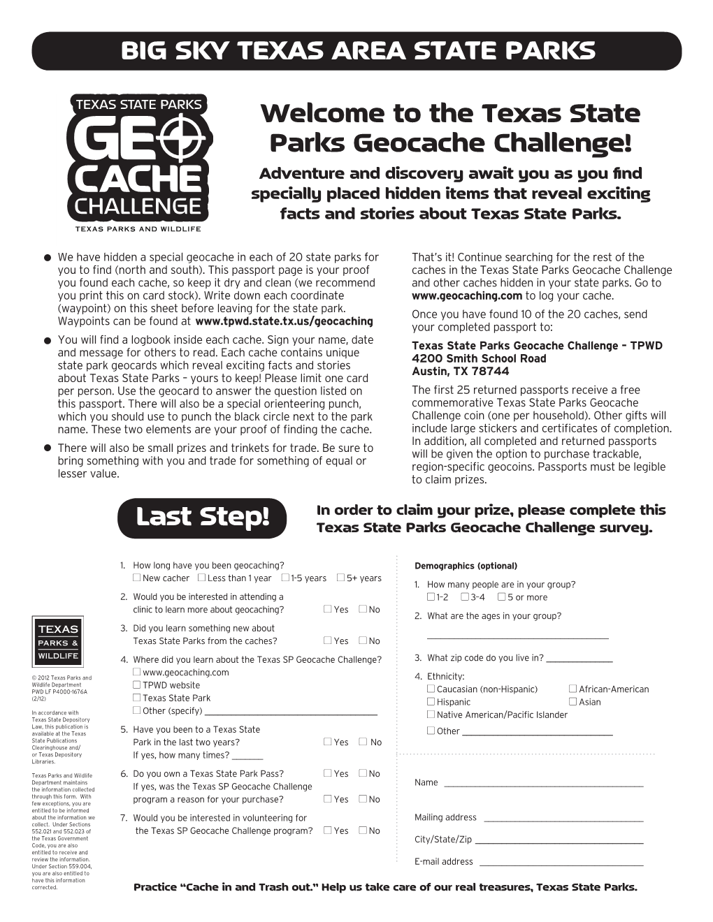 Welcome to the Texas State Parks Geocache Challenge!