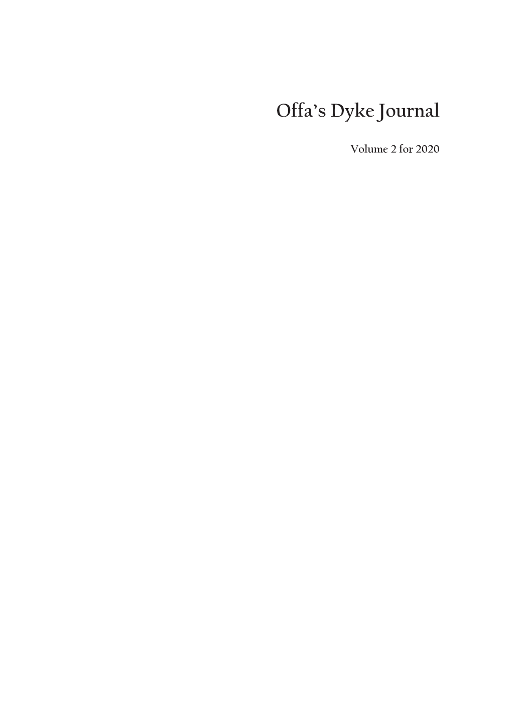 Offa's Dyke Journal