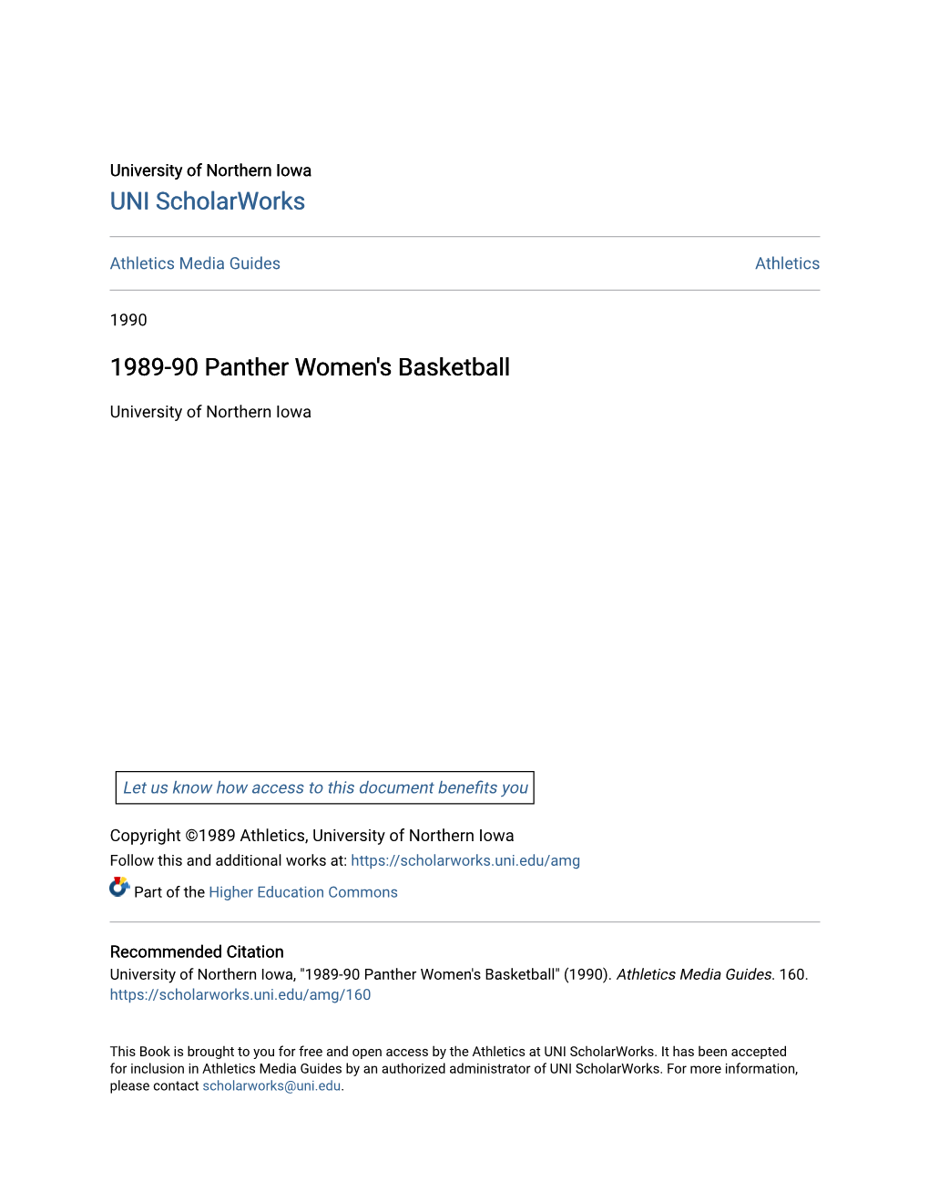 1989-90 Panther Women's Basketball