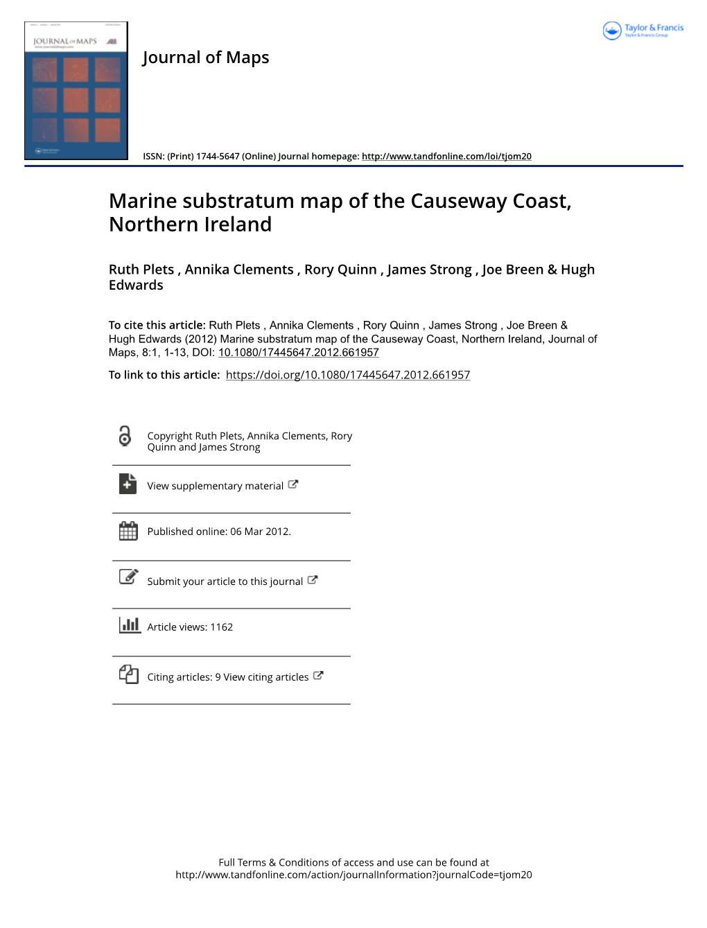 Marine Substratum Map of the Causeway Coast, Northern Ireland