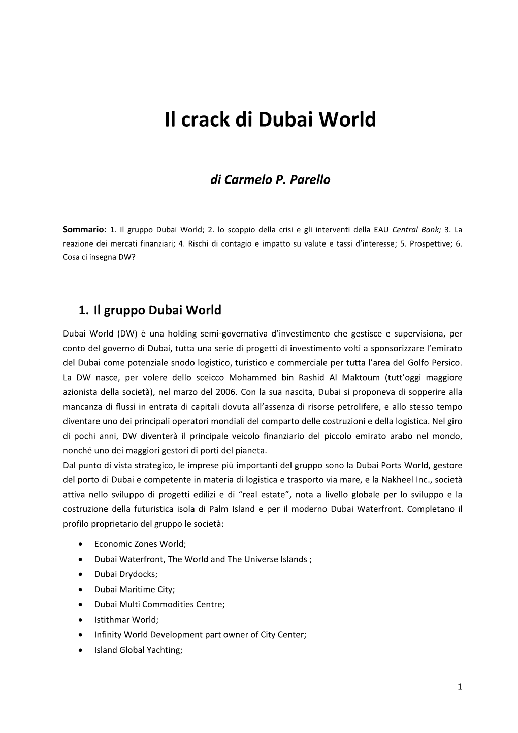 Il Crack Di Dubai World