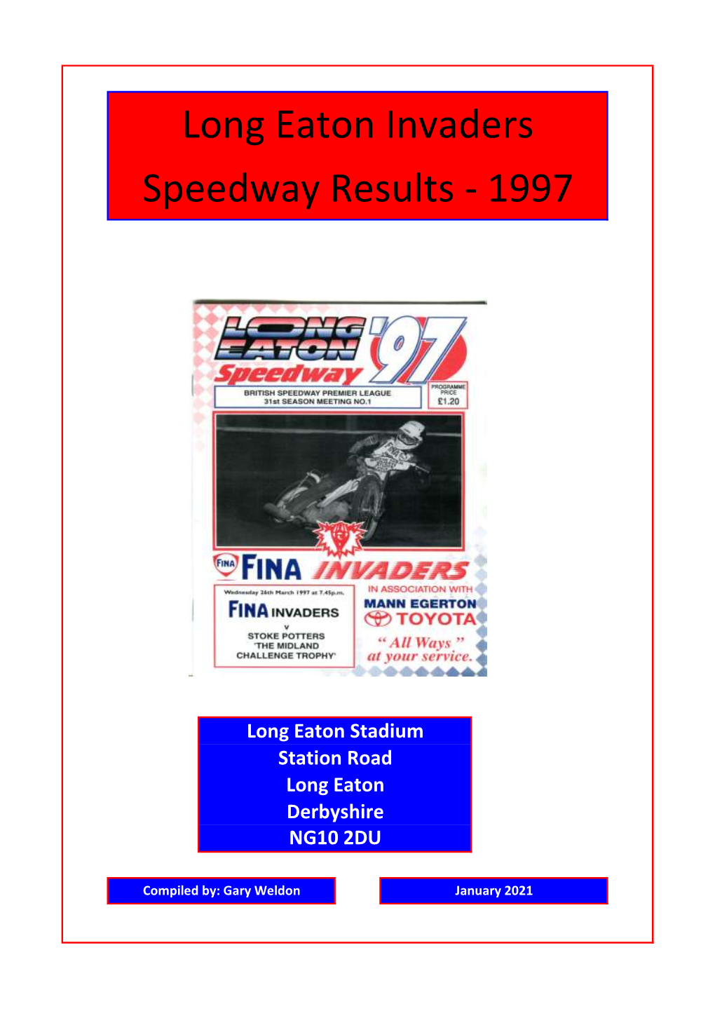 Long Eaton Invaders Speedway Results - 1997