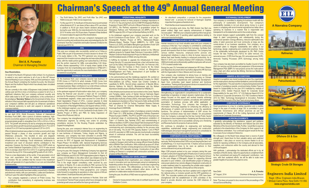 Chairman Speech 2014