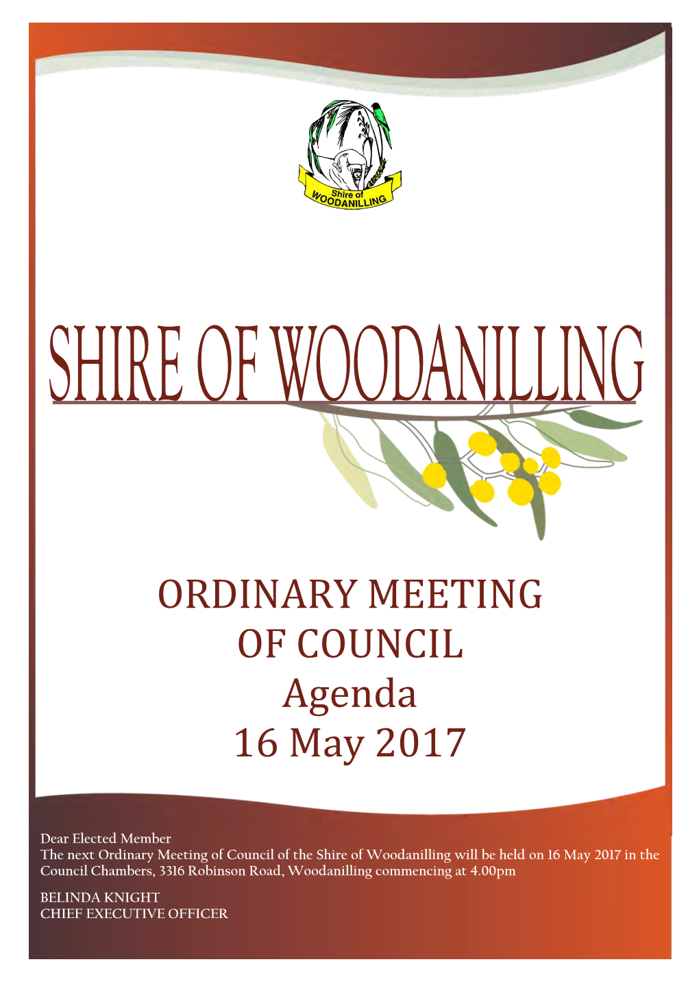 ORDINARY MEETING of COUNCIL Agenda 16 May 2017