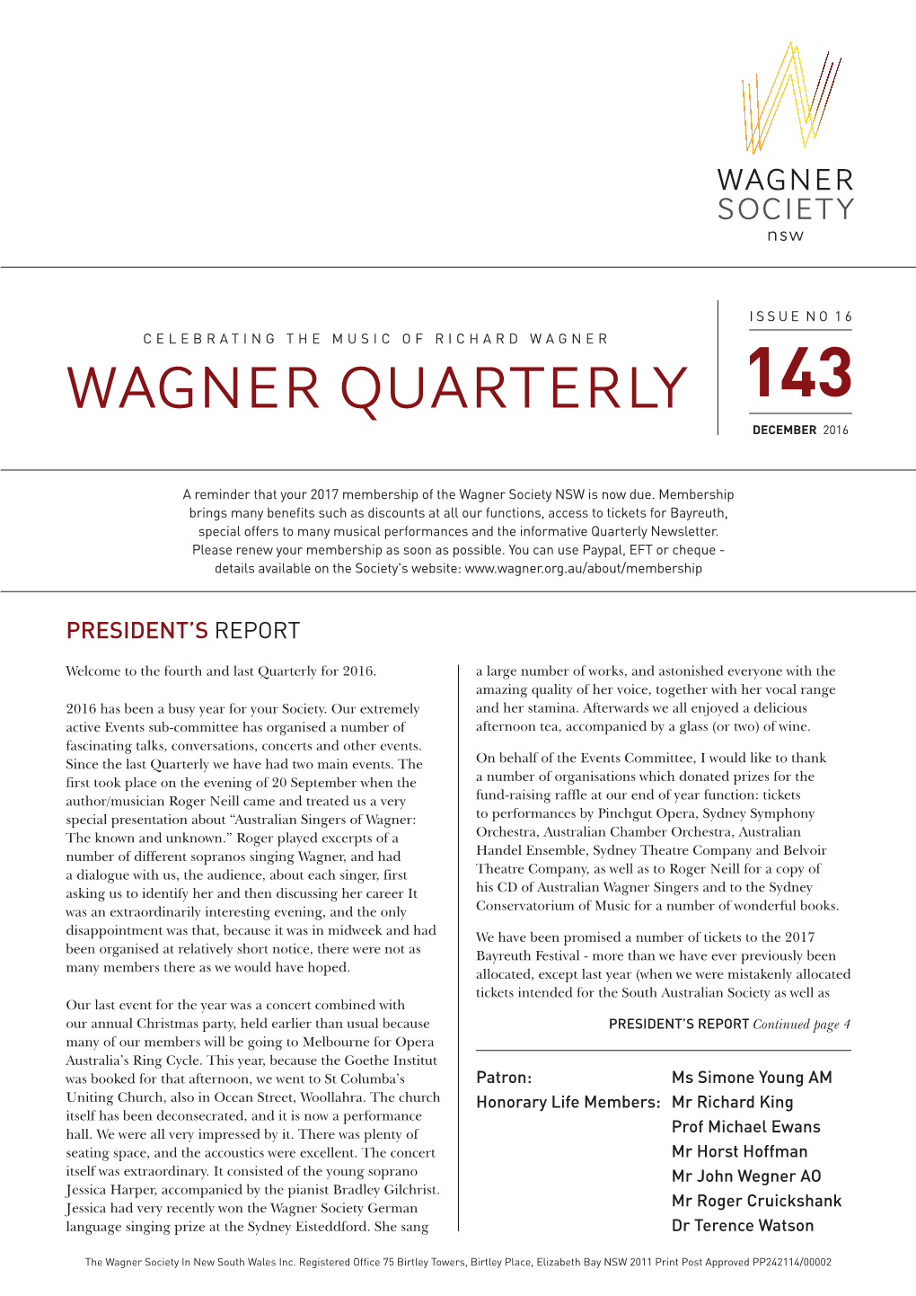Wagner Quarterly 143 December 2016