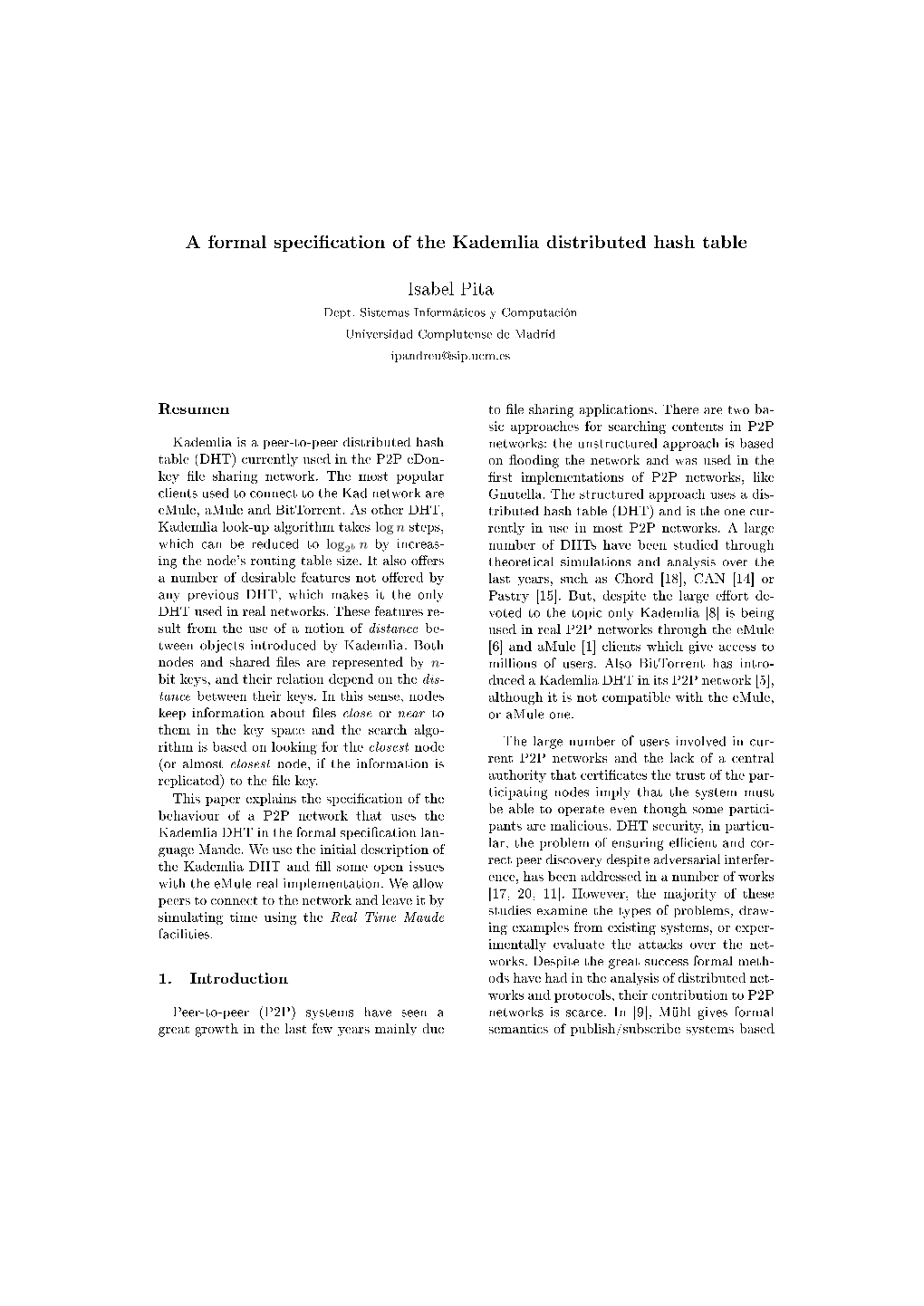 A Formal Specification of the Kademlia Distributed Hash Table