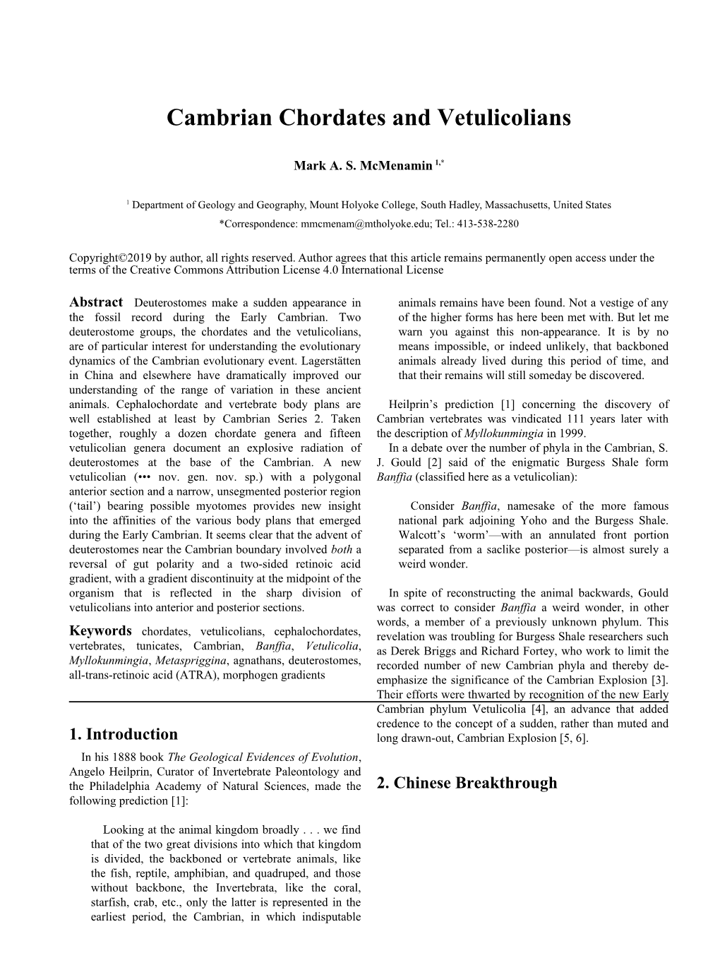 Cambrian Chordates and Vetulicolians