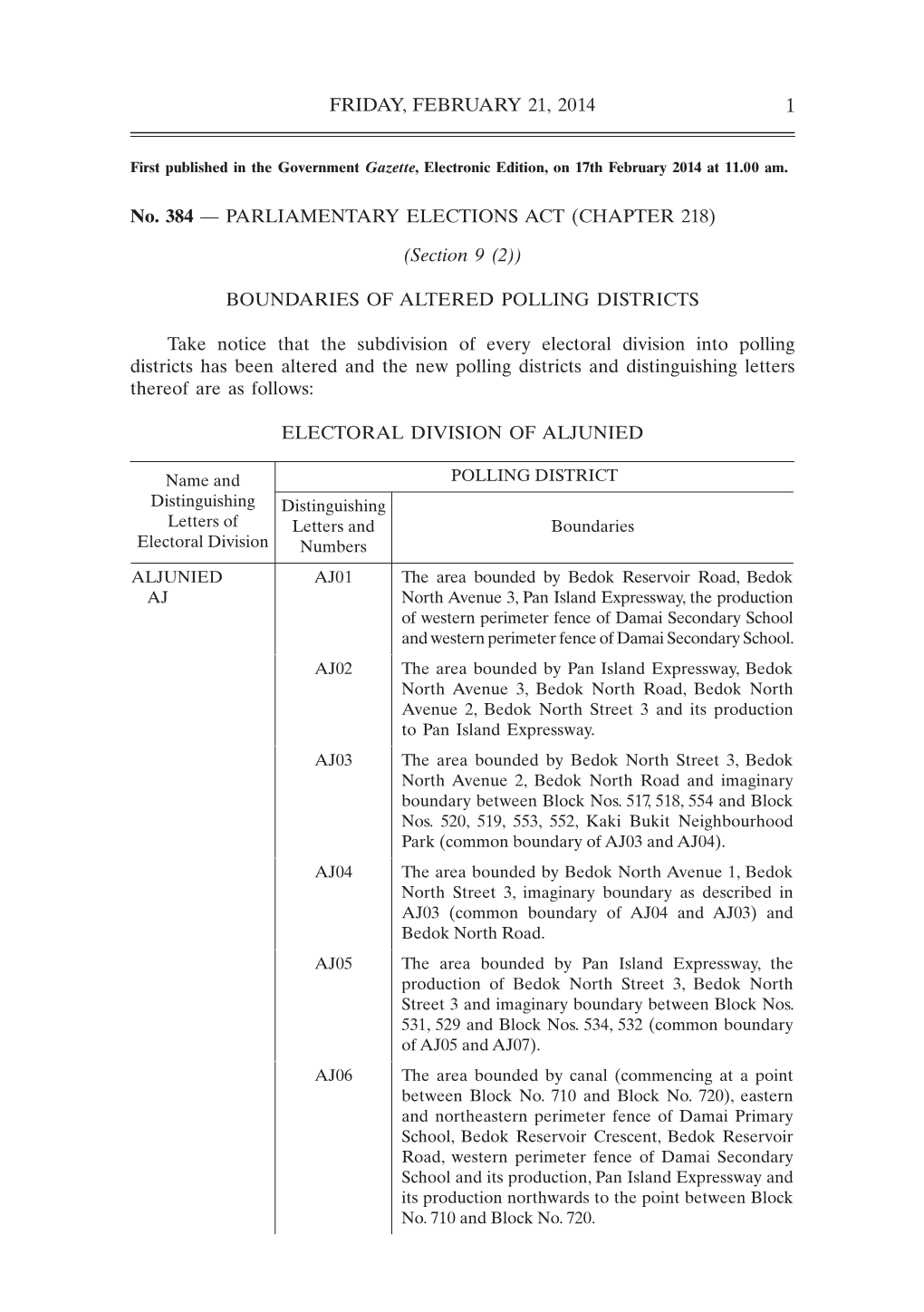 Boundaries of Altered Polling Districts