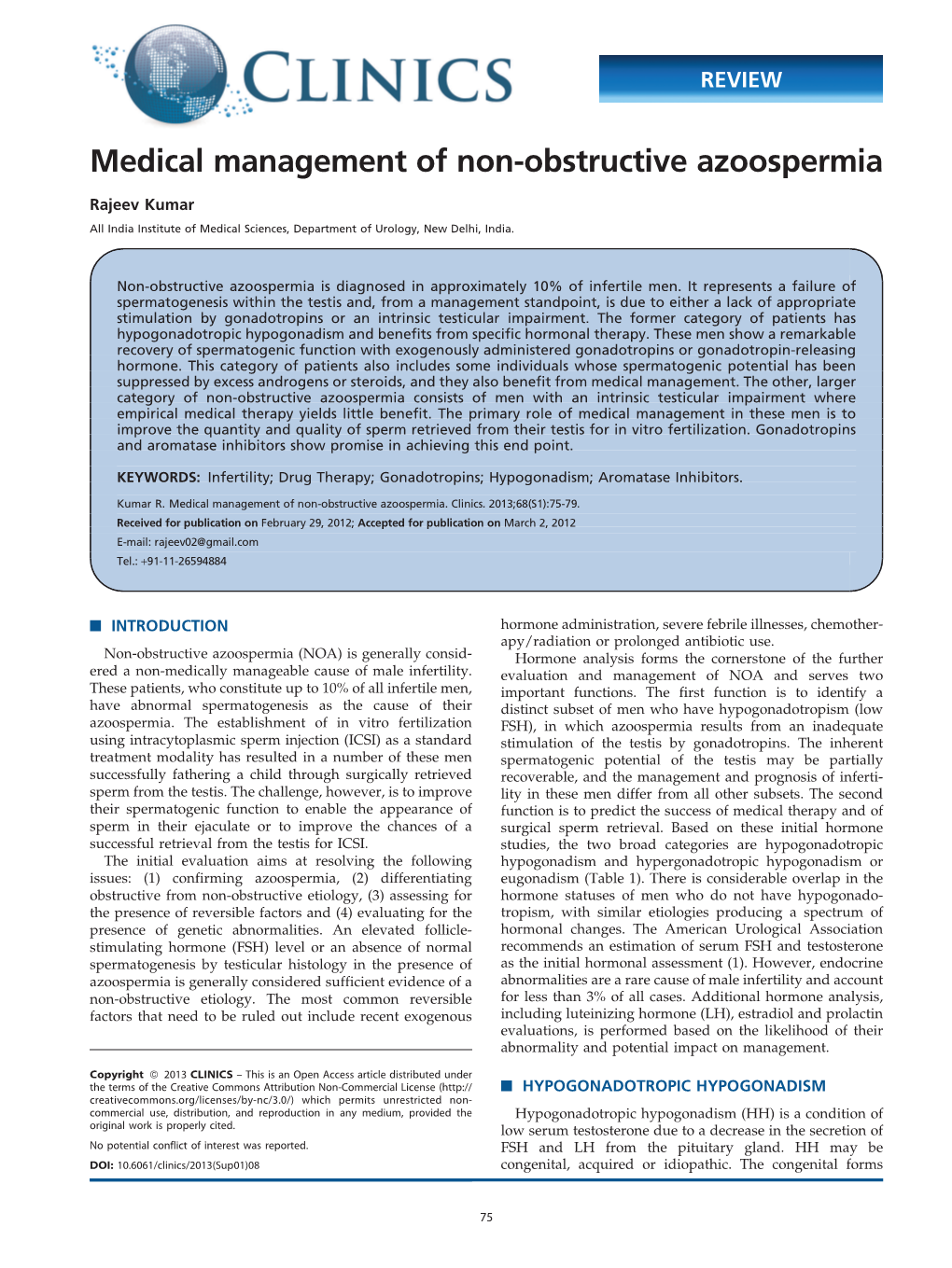 Medical Management of Non-Obstructive Azoospermia