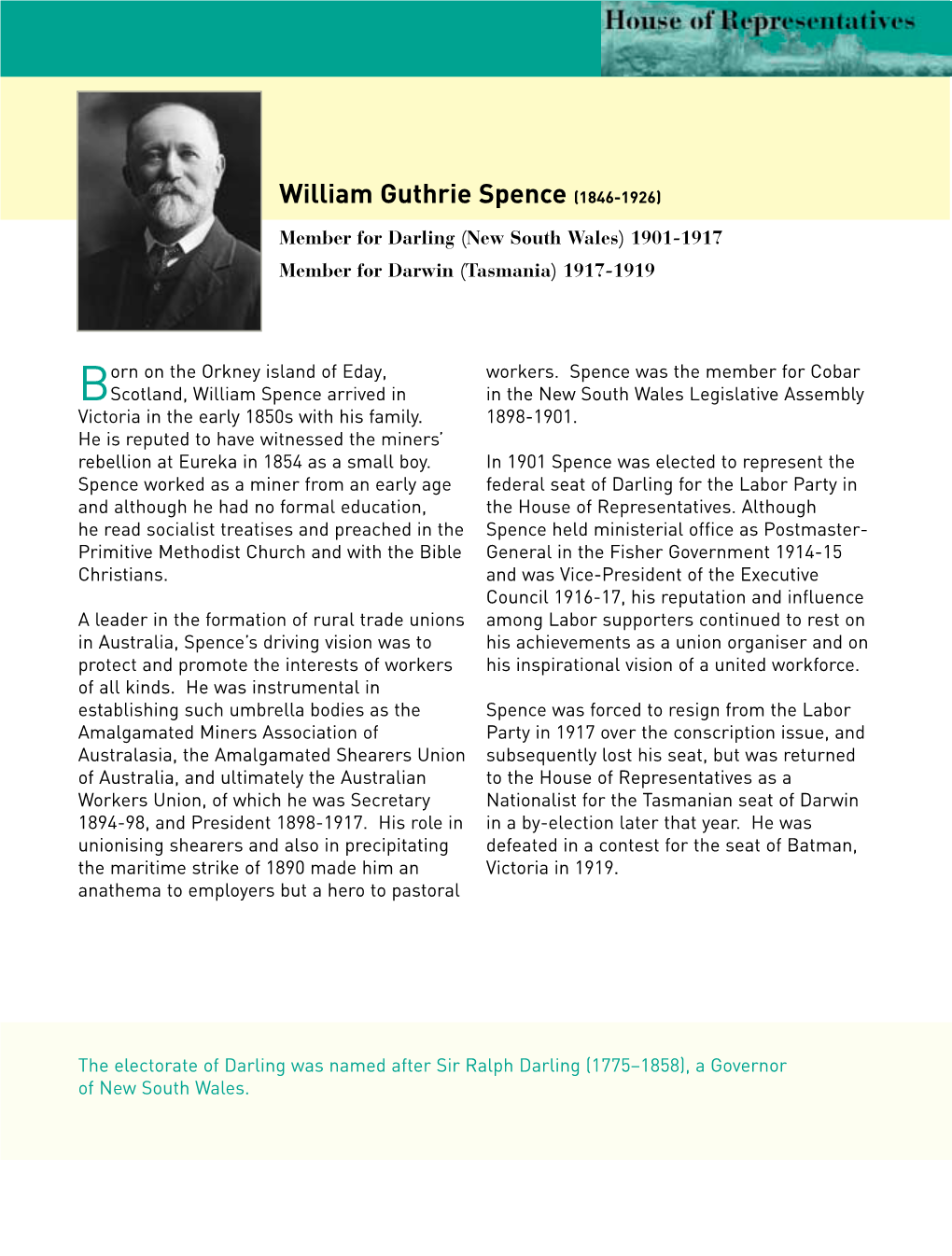 Biography William Guthrie Spence