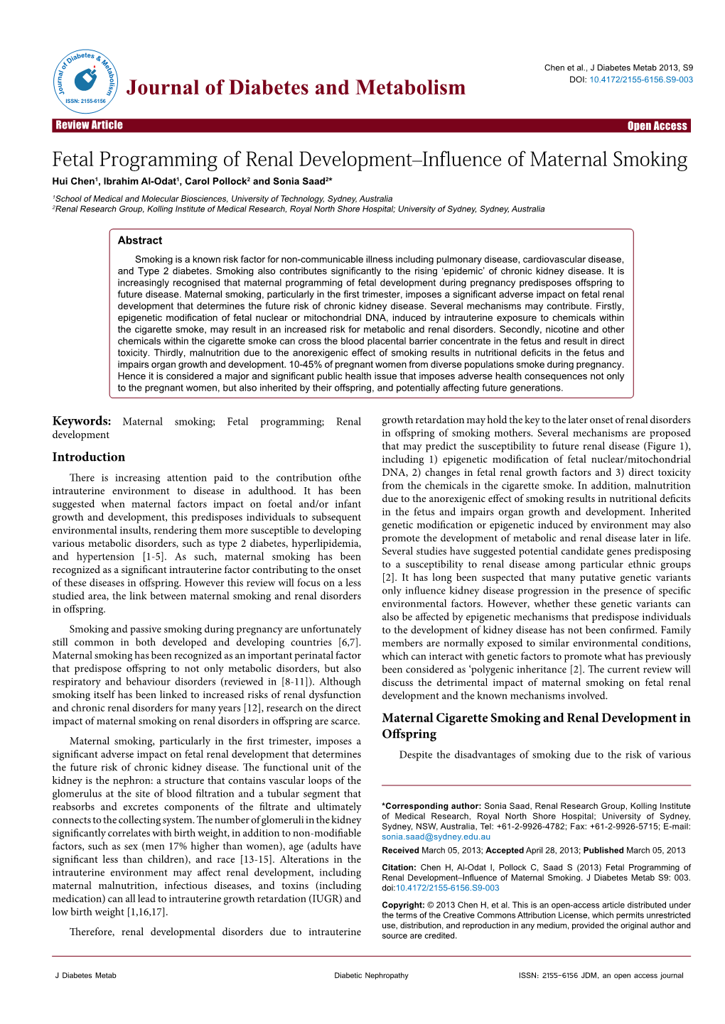 Fetal Programming of Renal Development–Influence of Maternal