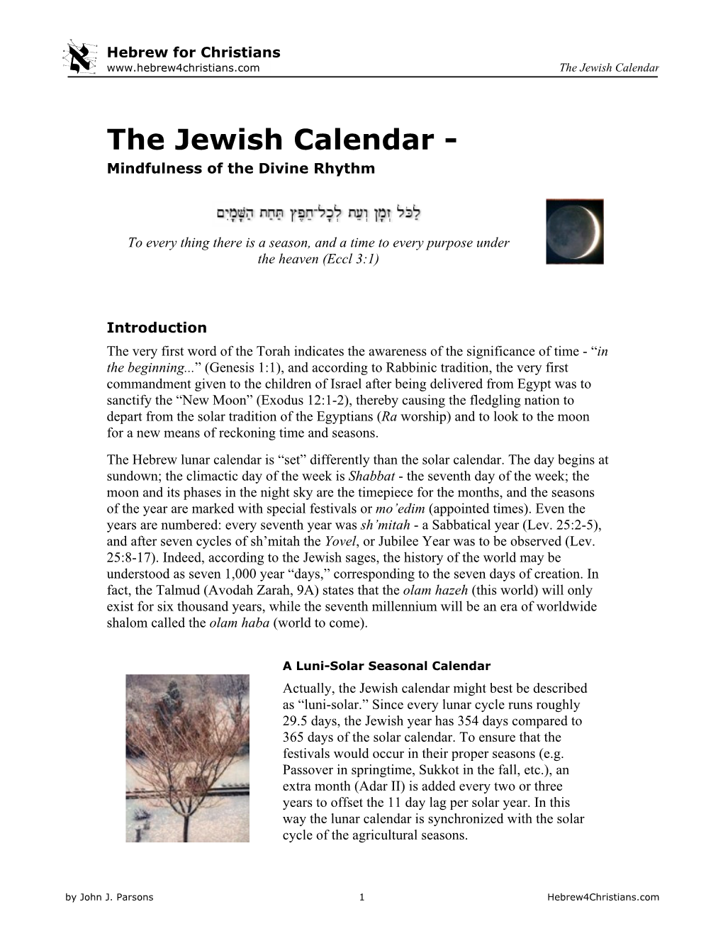 The Jewish Calendar - Mindfulness of the Divine Rhythm