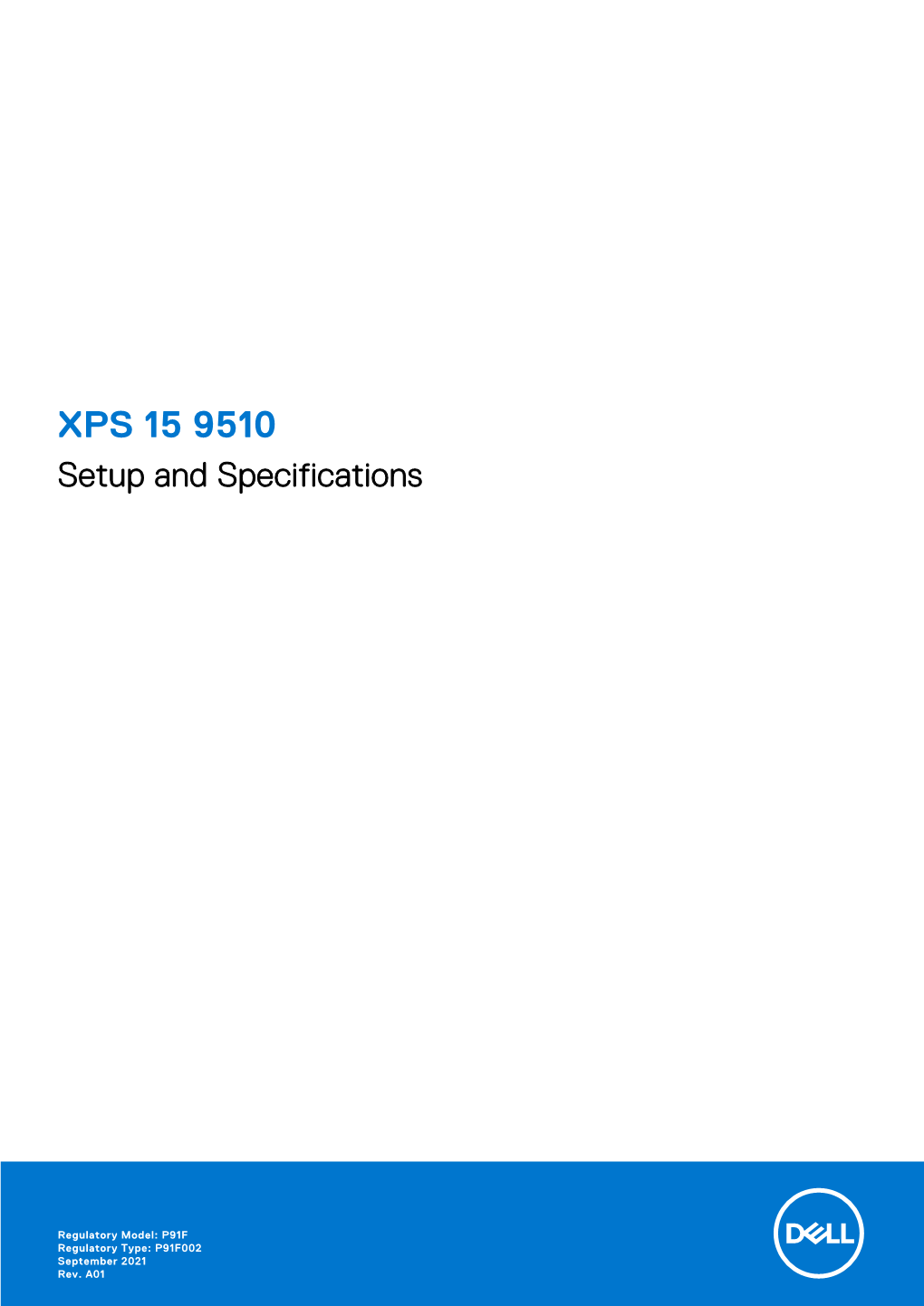XPS 15 9510 Setup and Specifications