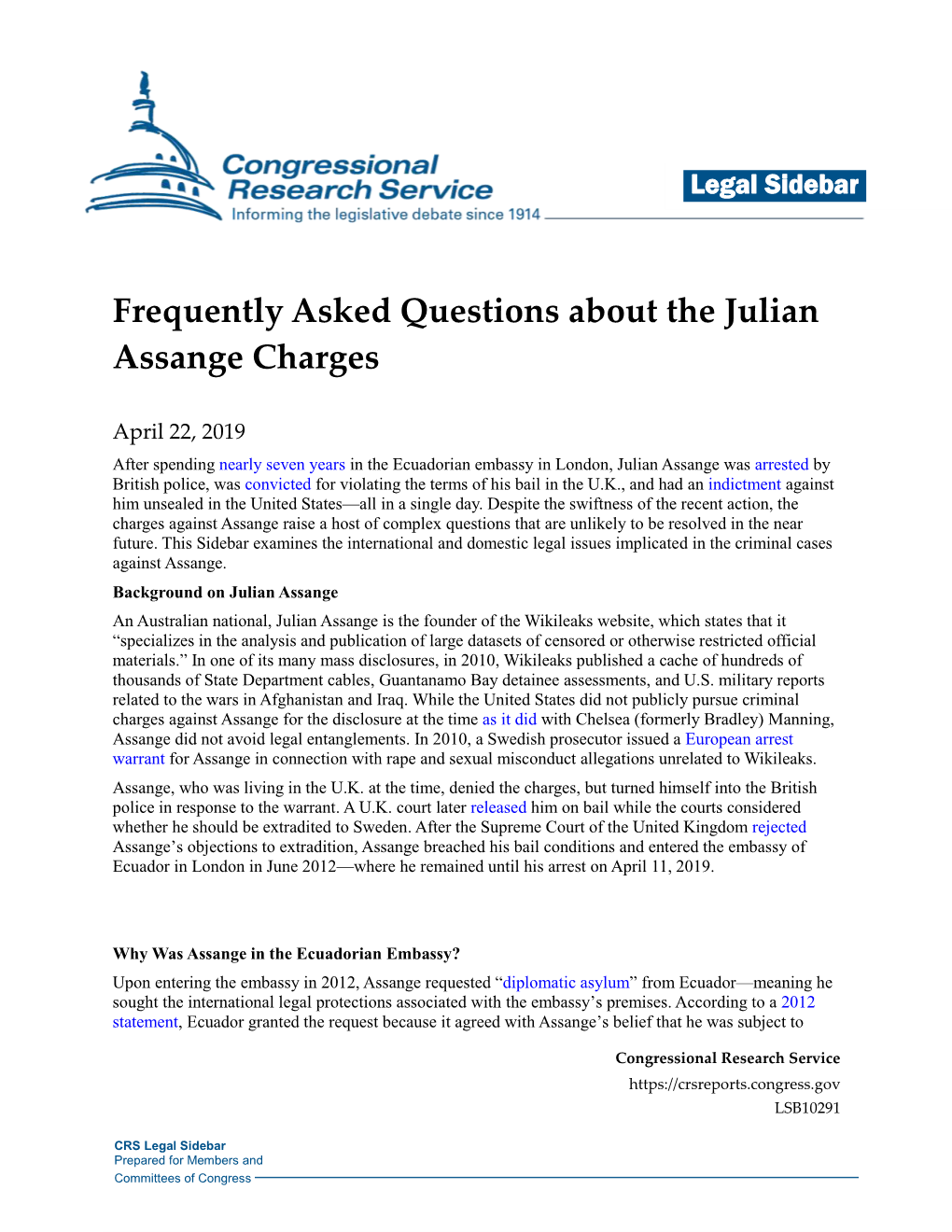 Frequently Asked Questions About the Julian Assange Charges