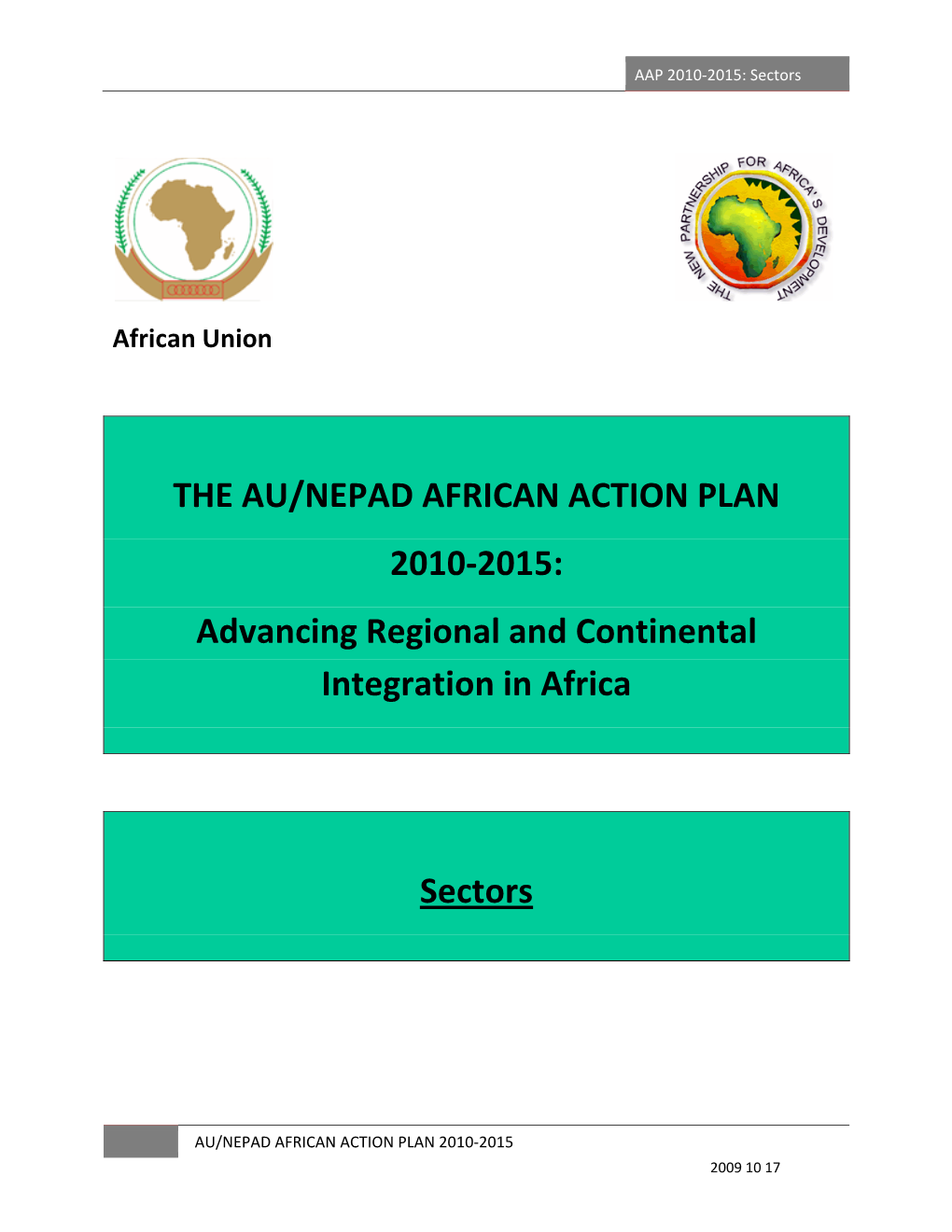 The Au/Nepad African Action Plan 2010-2015