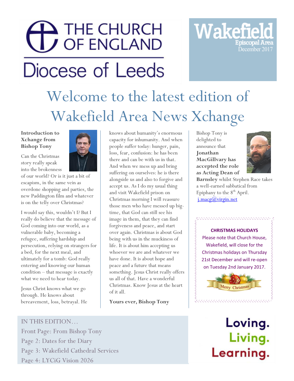 The Latest Edition of Wakefield Area News Xchange Introduction to Knows About Humanity’S Enormous Bishop Tony Is Xchange from Capacity for Inhumanity