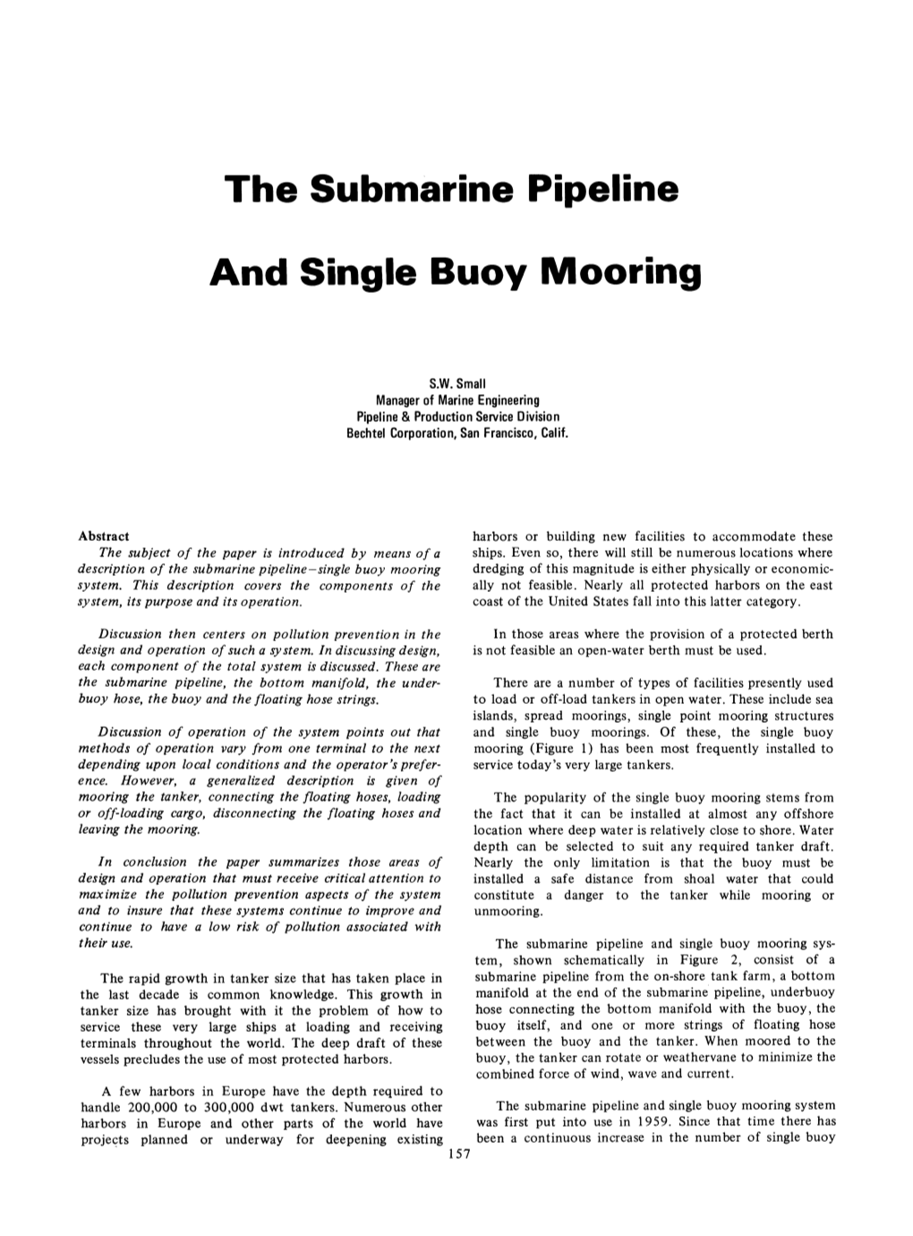 The Submarine Pipeline and Single Buoy Mooring
