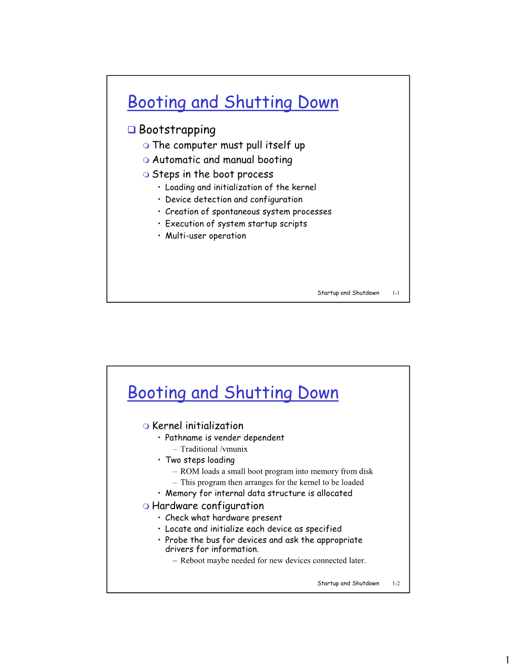 Booting and Shutting Down Booting and Shutting Down