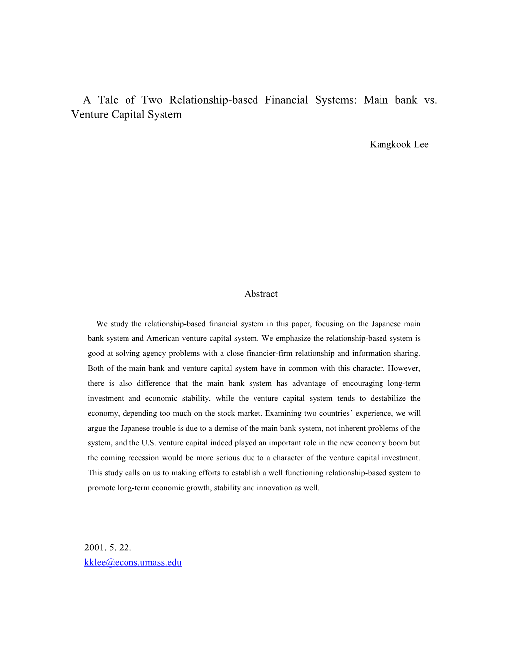 Study on the Successful Relationship-Based Financial System