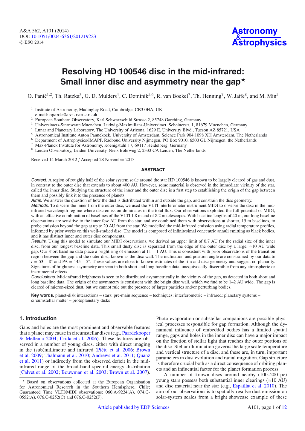 Resolving HD 100546 Disc in the Mid-Infrared: Small Inner Disc and Asymmetry Near the Gap