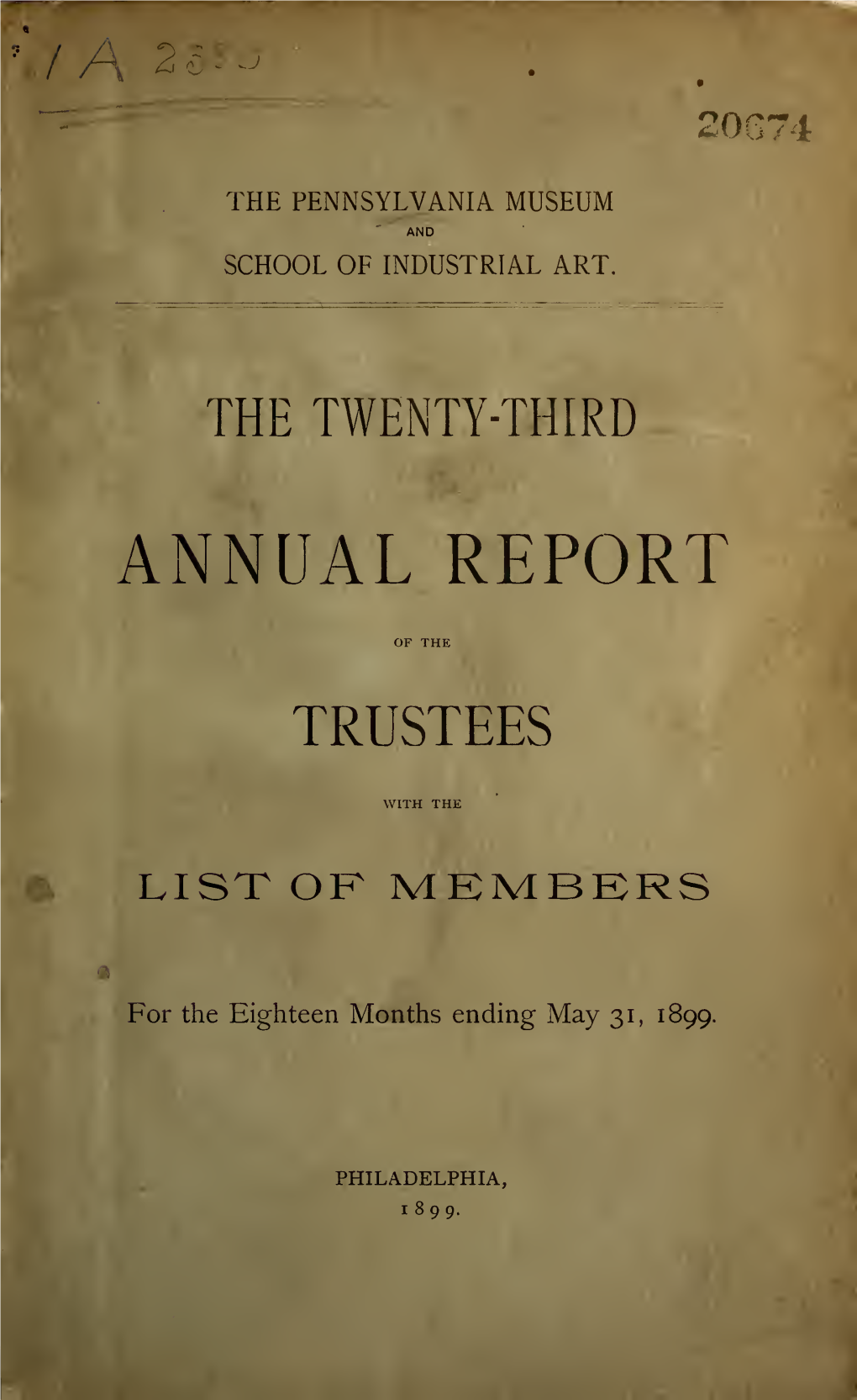 Annual Report, 1899