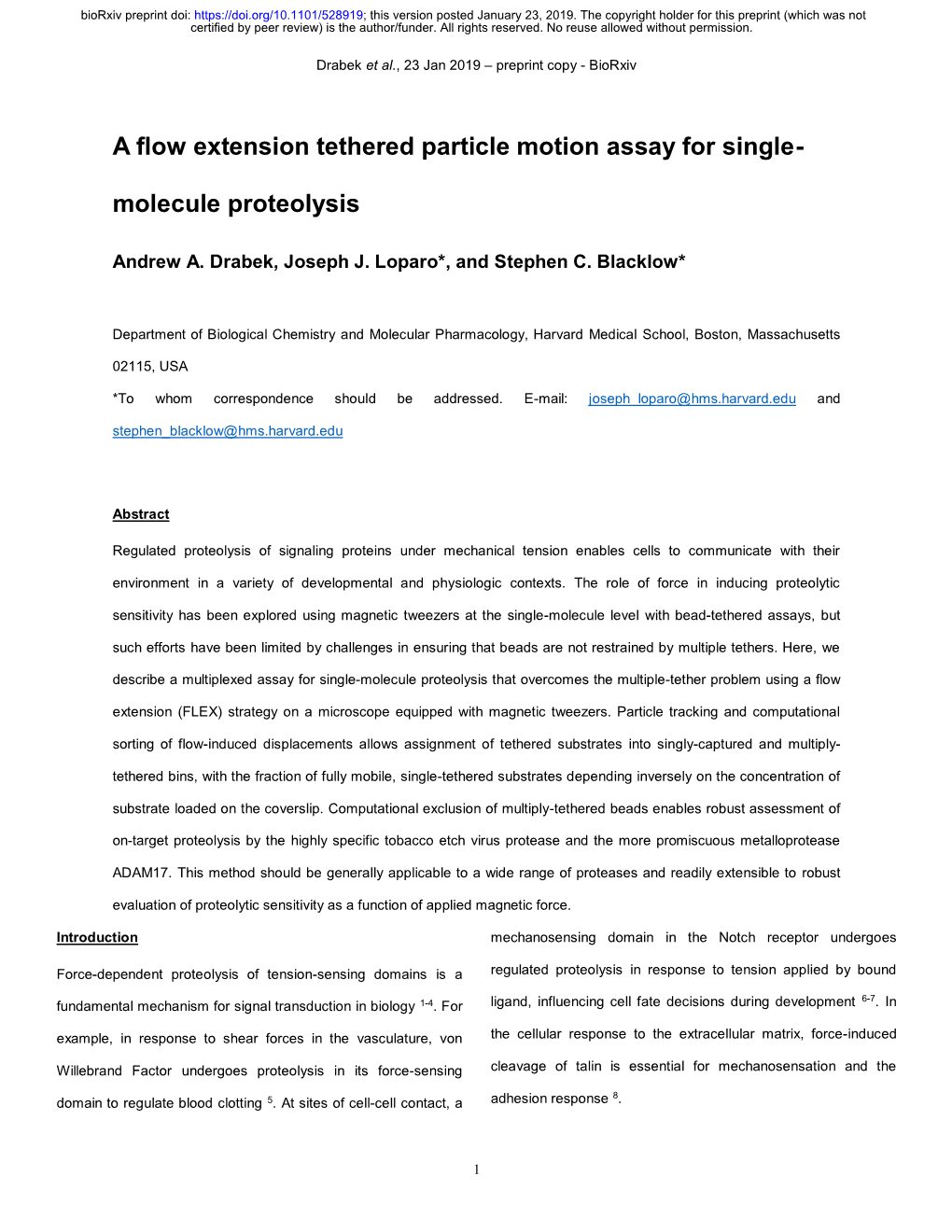 A Flow Extension Tethered Particle Motion Assay for Single