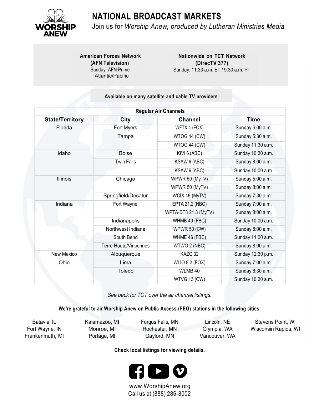 Worship Anew Broadcast Markets UPDATED 5.6.21