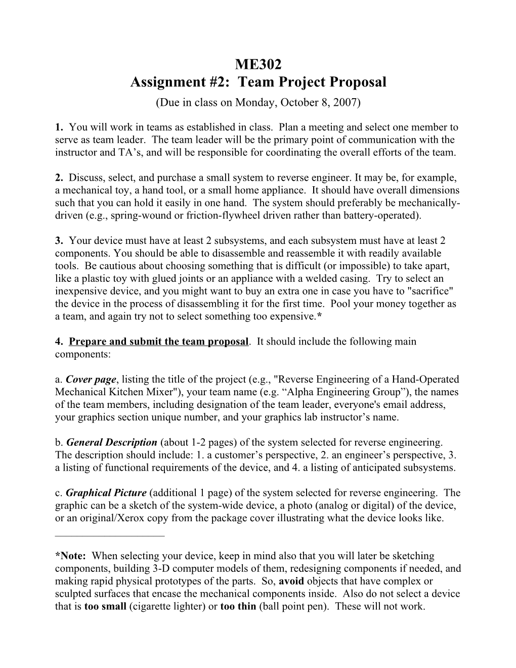 Assignment #2: Team Project Proposal