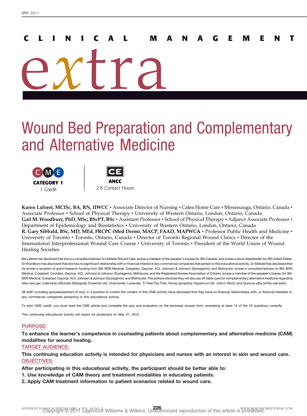 Wound Bed Preparation and Complementary and Alternative Medicine