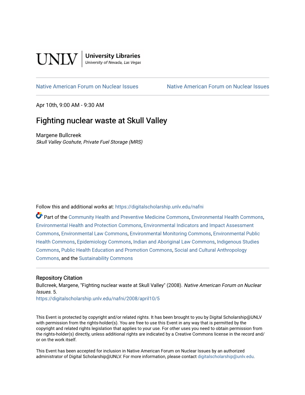 Fighting Nuclear Waste at Skull Valley