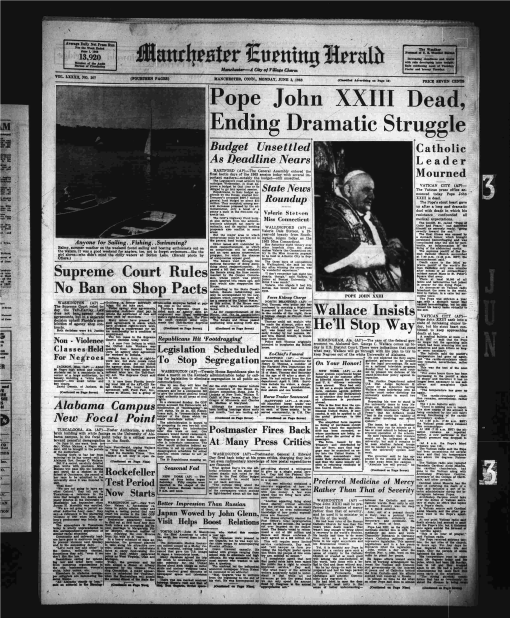 Pope John XXIII Dead, Dramatic Struggle