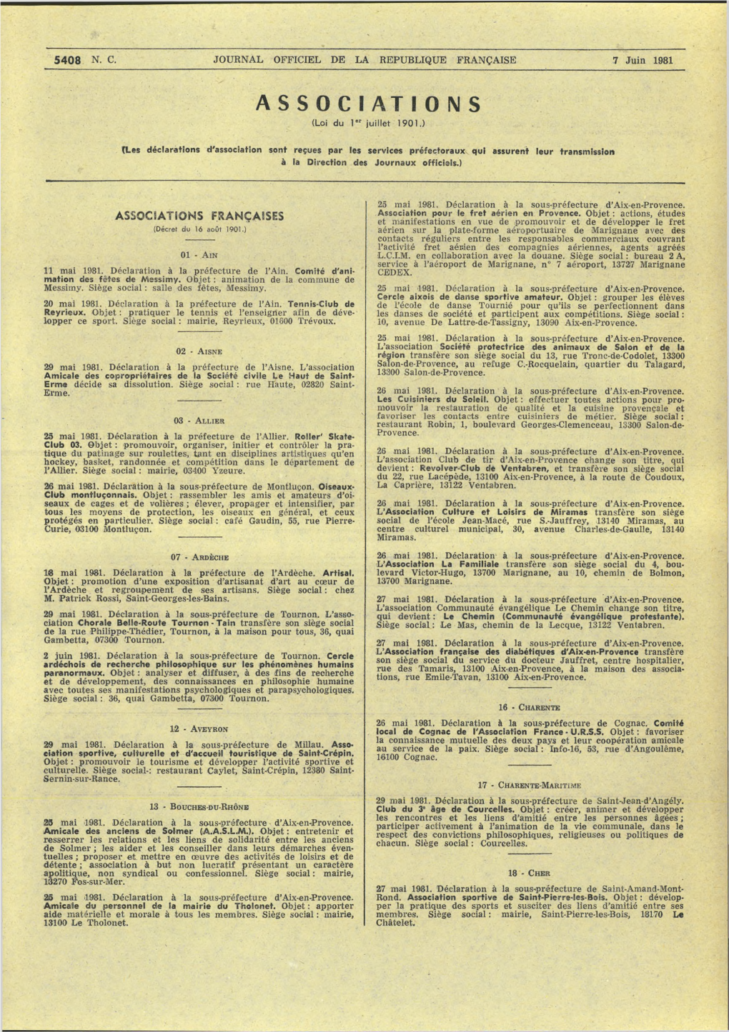 JOURNAL OFFICIEL DE LA REPUBLIQUE FRANÇAISE 7 Juin 1981