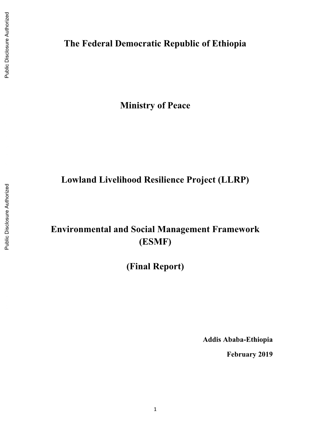 LLRP) Environmental and Social Management Framework (ESMF