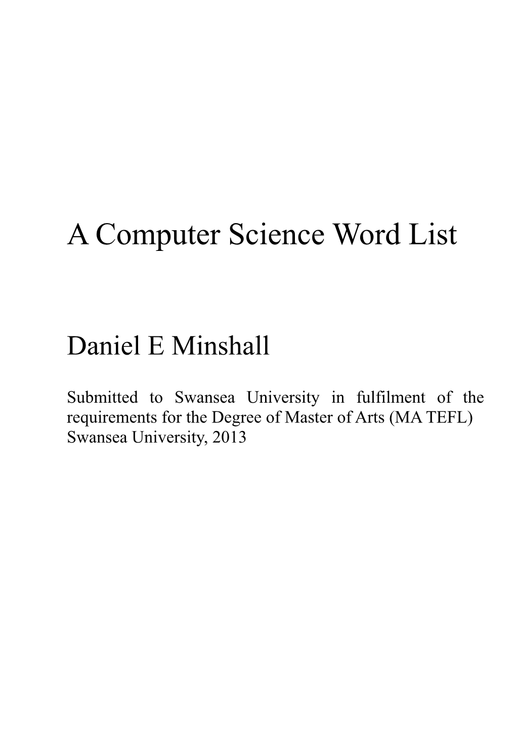 A Computer Science Word List