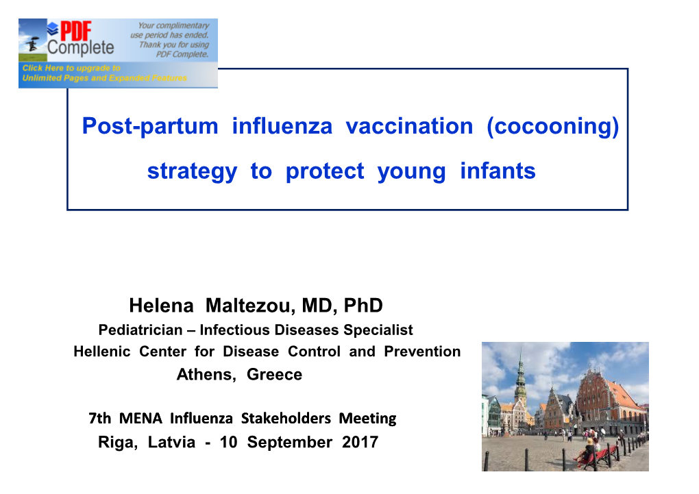 Post-Partum Influenza Vaccination (Cocooning) Strategy to Protect Young Infants