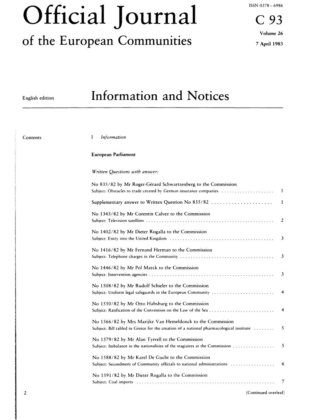 Official Journal C93 Volume 26 of the European Communities 7 April 1983