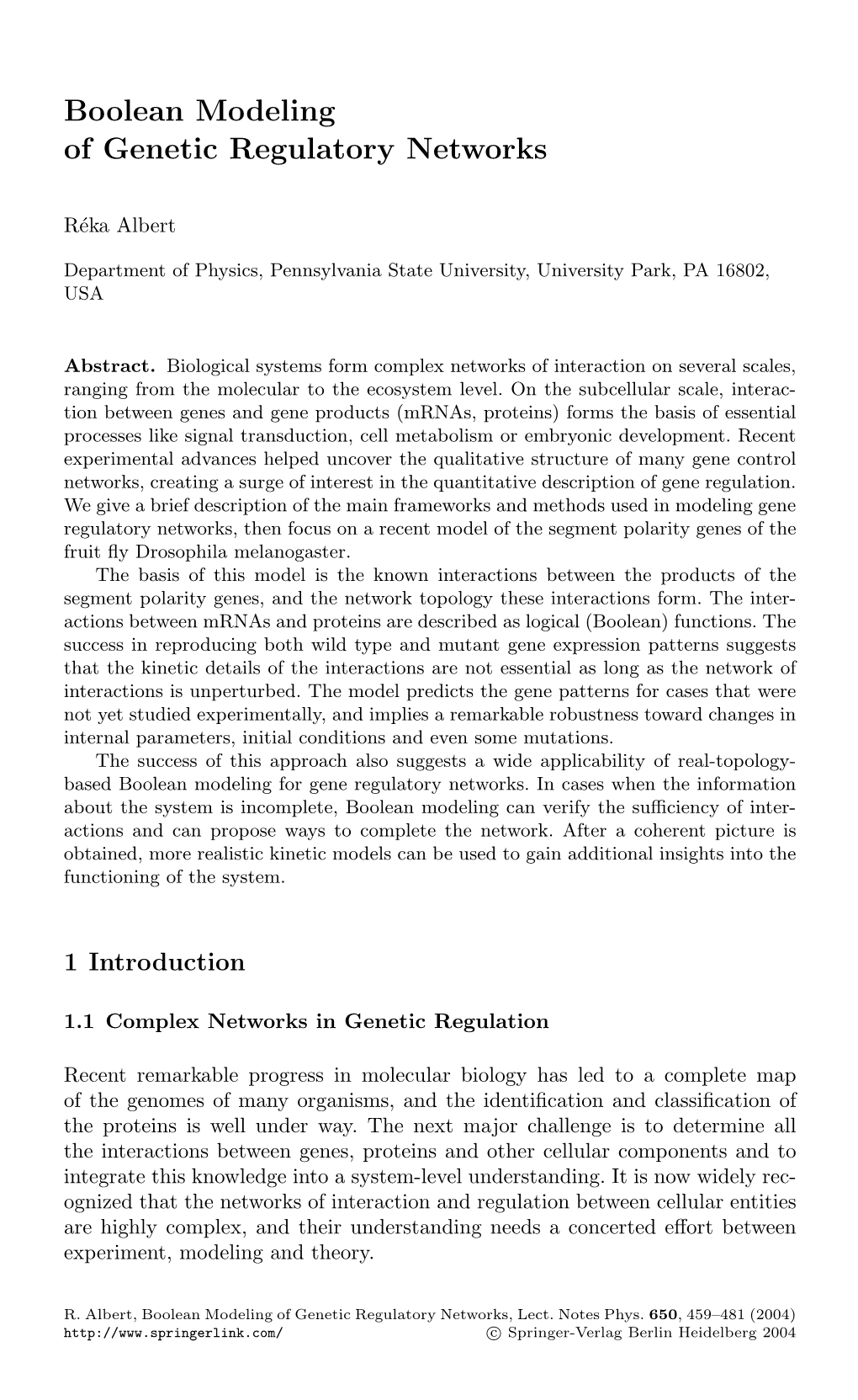 Boolean Modeling of Genetic Regulatory Networks