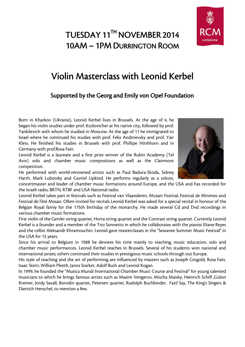 Violin Masterclass with Leonid Kerbel