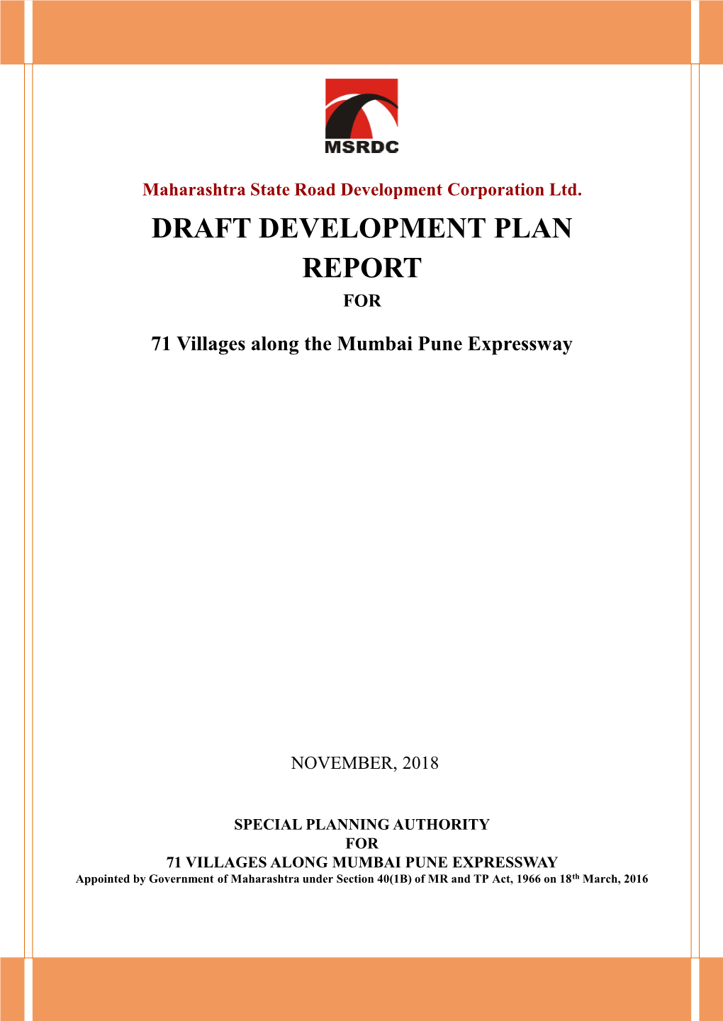 Draft Development Plan Report For