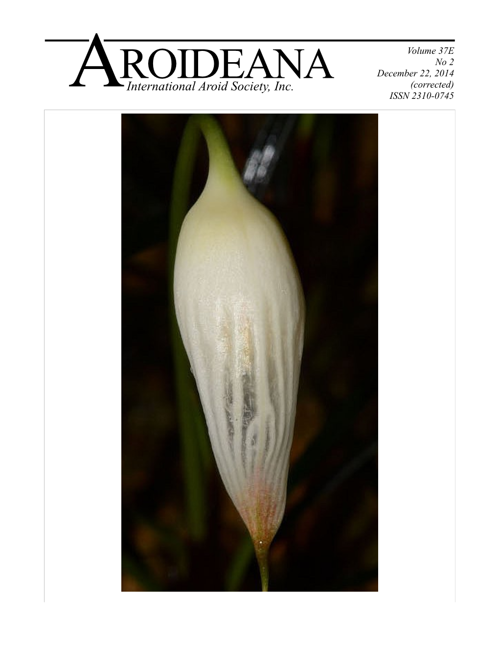 Araceae and Published by the International Aroid Society, Inc