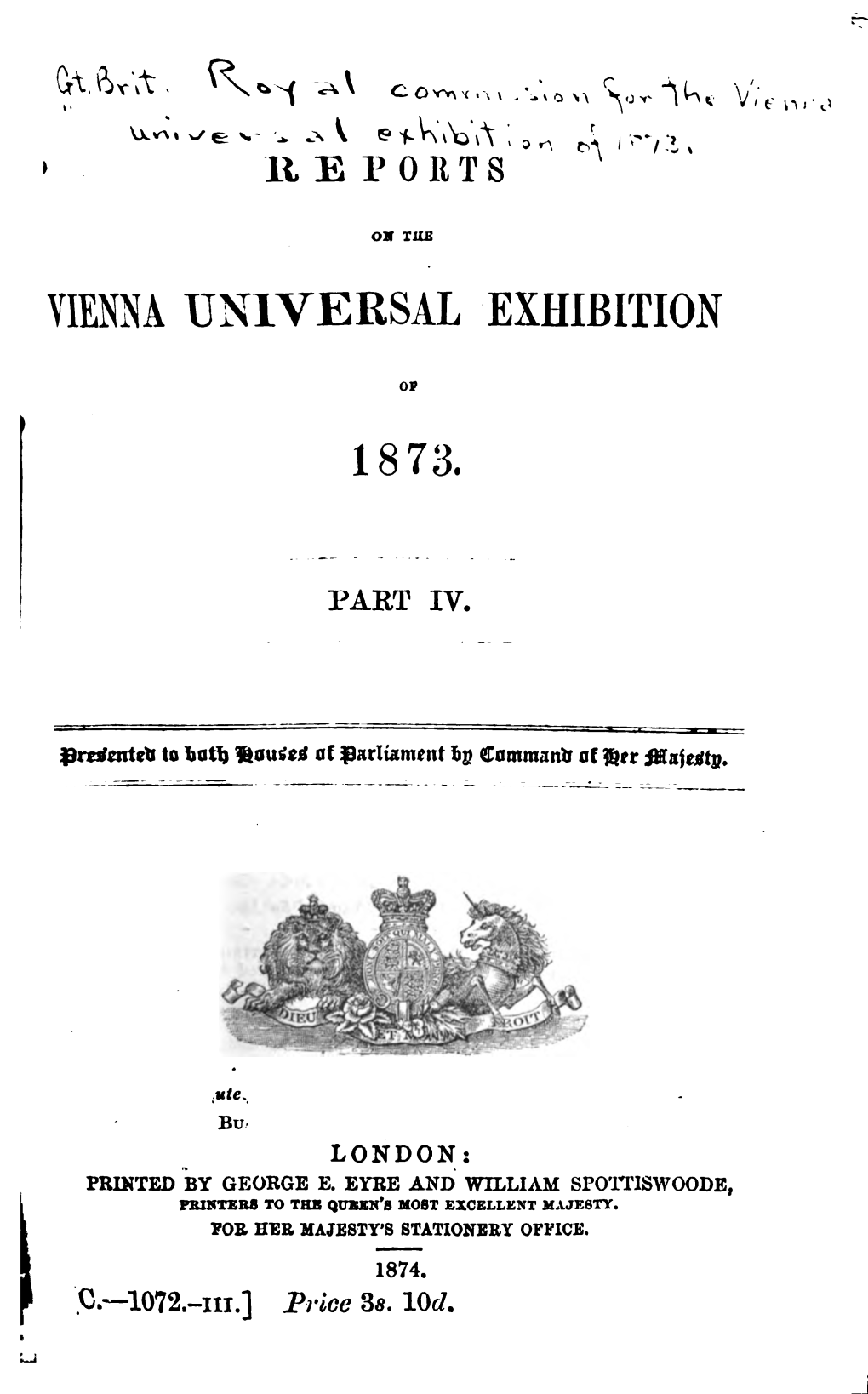 Gt. Brit . Royal Commision for the Vienia Universal Exhibition of 1913