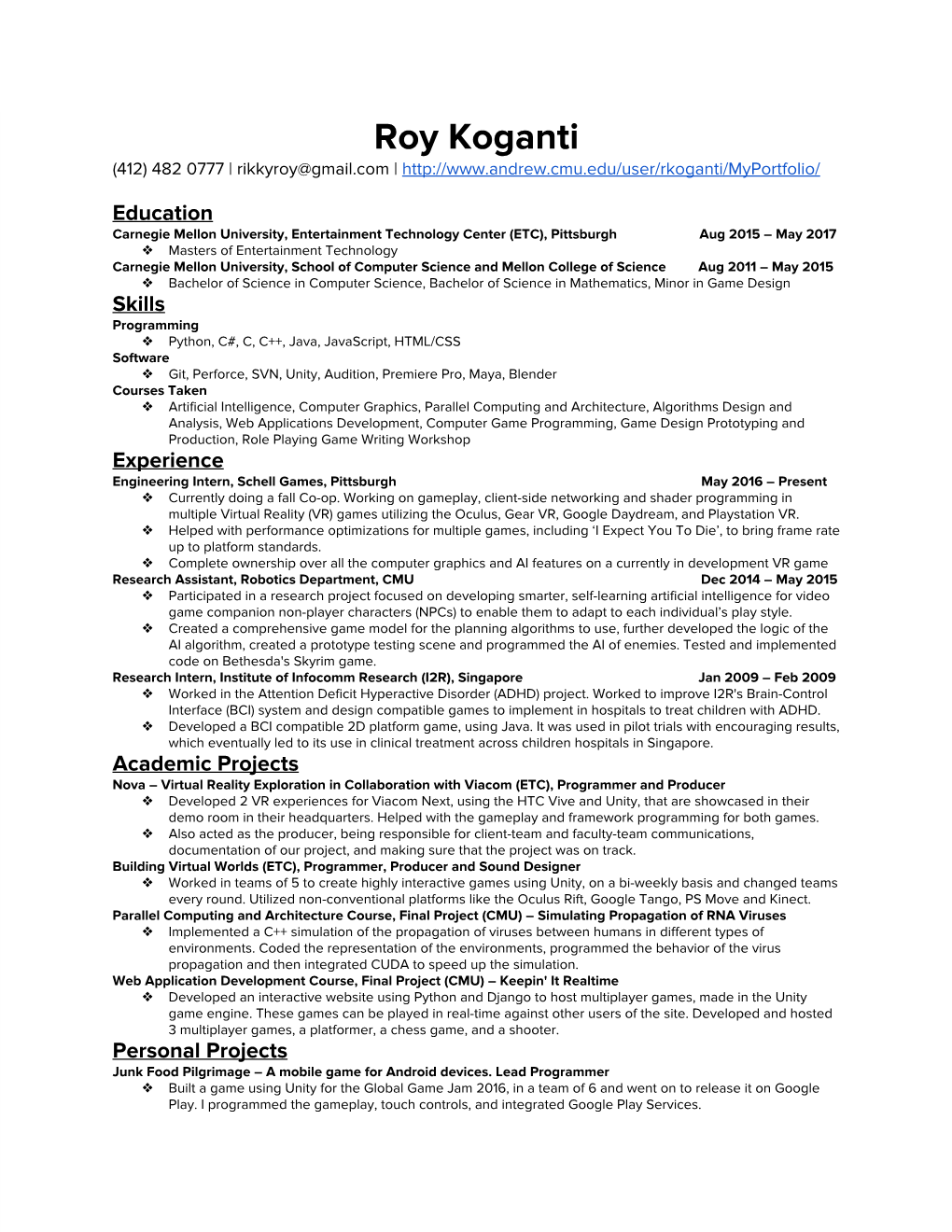 Roy Koganti Resume