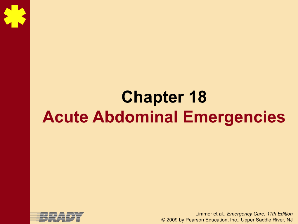 Chapter 18 Acute Abdominal Emergencies