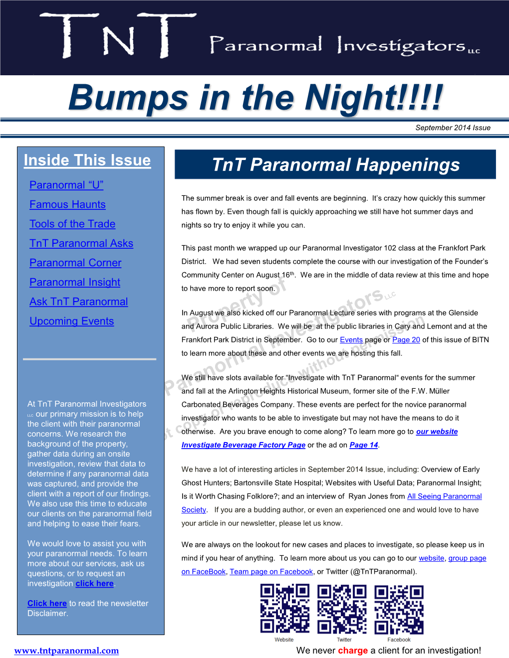 Bumps in the Night!!!! September 2014 Issue